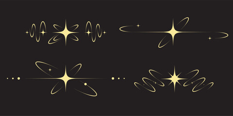 Fantasy esoteric vector set with spiritual borders magic frames and celestial dividers featuring astral star symbols vintage style elements for astrology themed illustrations