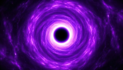 Abstract purple swirling vortex with black hole