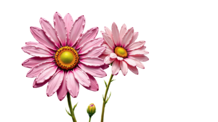 Lilac impasto daisies duo with vibrant texture and tiny bud — playful floral art for kids decor and modern design