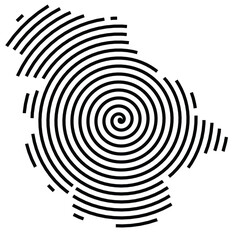 Naklejka premium Symbol Map of the Union Territory Jammu and Kashmir (India) showing the territory with a black spiral line