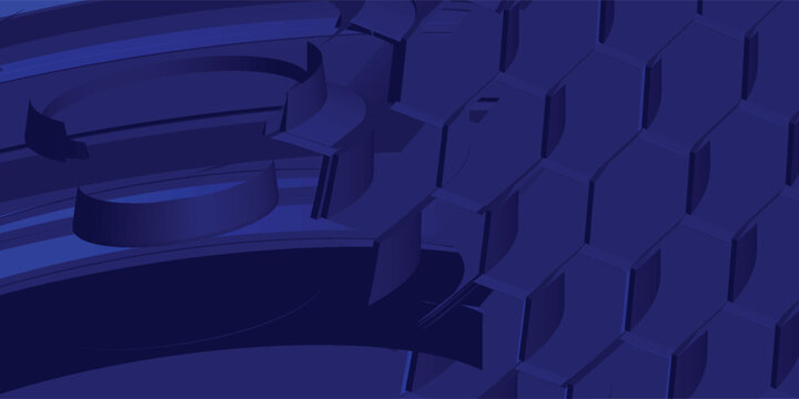 Abstract Digital Blue Hexagons Pattern Business or Science Research Background.  Graphene Technology Science 3D Background. Nanotechnology Honeycomb Lattice Nanostructure. Vector Illustration.