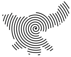 Naklejka premium Symbol Map of the State Jharkhand (India) showing the territory with a black spiral line