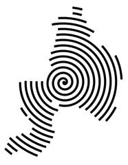 Naklejka premium Symbol Map of the Province Cagliari (Italy) showing the territory with a black spiral line