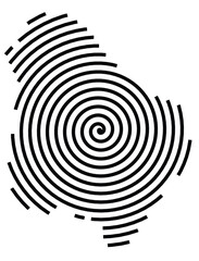 Symbol Map of the Province Chieti (Italy) showing the territory with a black spiral line