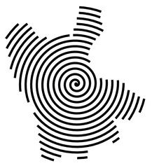 Naklejka premium Symbol Map of the Province Cosenza (Italy) showing the territory with a black spiral line