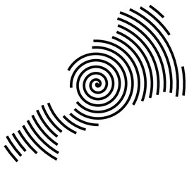 Naklejka premium Symbol Map of the Province Fermo (Italy) showing the territory with a black spiral line