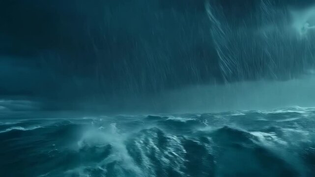 stormy Night Adventure: A Grey-Haired Sailor at the Helm