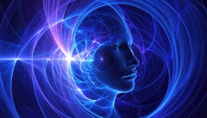 Abstract human profile in vibrant light