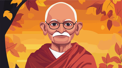 Mahatma Gandhi Banner for Traditional Indian Holiday Celebration