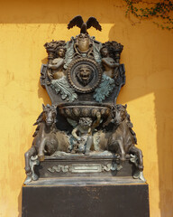 Art statue of a bronze lion