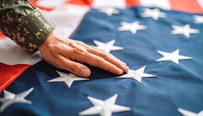 Hand on American Flag
