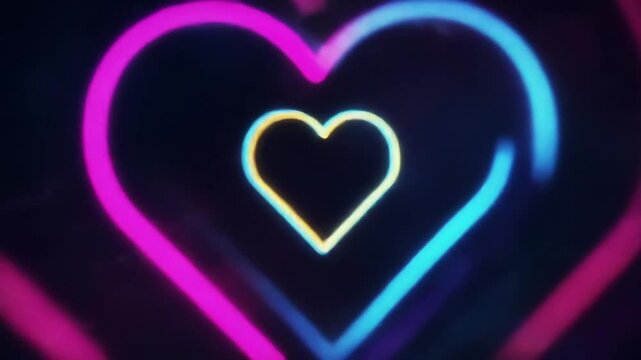 Neon Hearts Animation: Pulsing, Drifting, and Merging in a Festive Glow