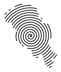 Naklejka premium Symbol Map of the County Oppland (Norway) showing the territory with a black spiral line