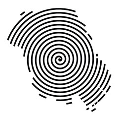 Fototapeta premium Symbol Map of the County Telemark (Norway) showing the territory with a black spiral line