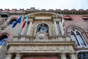 View of a historical building in Bologna Italy.