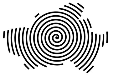 Symbol Map of the District Braga (Portugal) showing the territory with a black spiral line