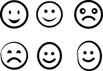 Black And White Emotion Faces Vector Illustration