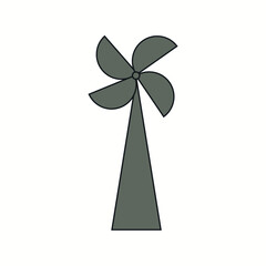 Wind Turbines Solid Flat Icon Vector