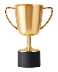 golden trophy cup with black base isolated on png transparent background