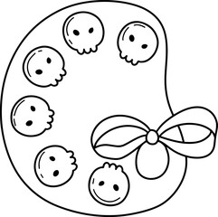 Halloween skull color palette doodle line art