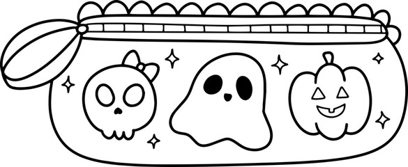 Halloween pencil case doodle line art
