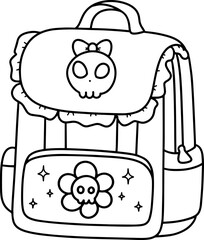 Halloween theme school backpack doodle line art