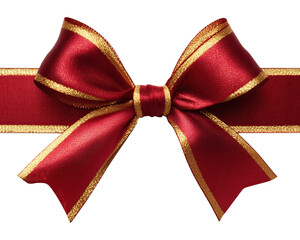 decorative red and gold ribbon bow isolated on png transparent background