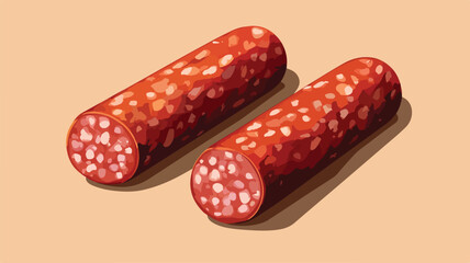 Stylized Salami Sausages Isometric Vector Illustration