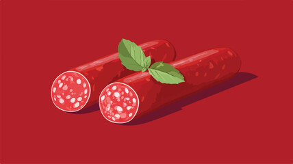 Stylized Salami Sausages Isometric Vector Illustration