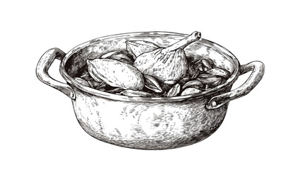 Vintage Culinary Art Engraved Illustration of Cassava Plant