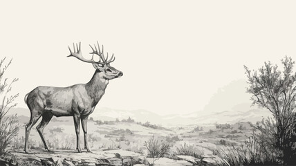Majestic Vintage Engraved Wild Animal Illustration