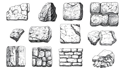 Vintage Engraved Illustrations of Aged Concrete for Architecture and Design Projects