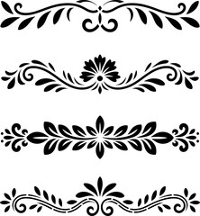 Fototapeta premium Black floral ornamental dividers and borders decorative
