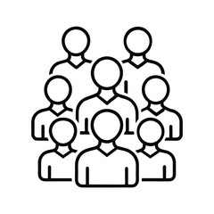 Stylized group of seven people icon isolated on white background