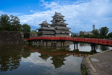 Matsumoto Castle or Crow Castle in Summer, is one of Japanese premier historic castles in easthern...