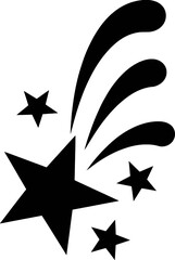 Black starburst and shooting stars graphic design element sparkle