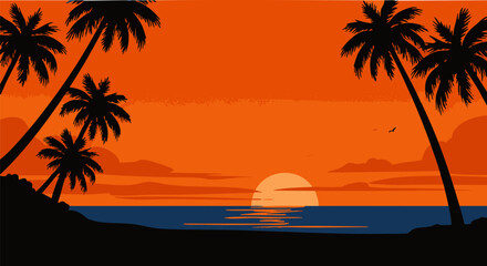 Beach Sunset Silhouette