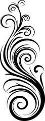 Elegant black swirling floral flourish design white