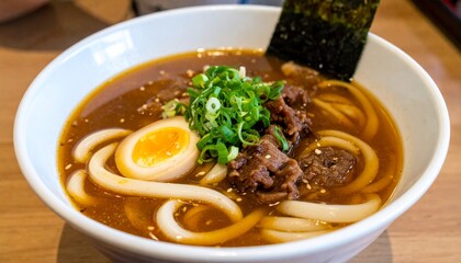 niku udon, japanese udon noodles with simmered beef 