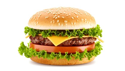 Delicious burger on white