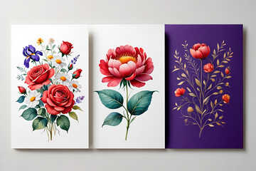 Red roses irises daisies peony floral arrangement image