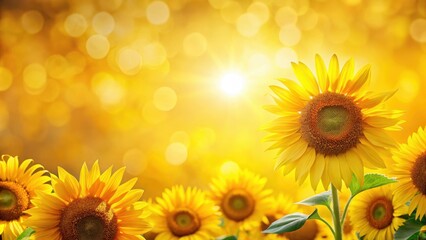 Obraz premium Sunflowers in abstract summer yellow background