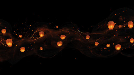 Mass group of flying wishes (chinese lanterns) 
