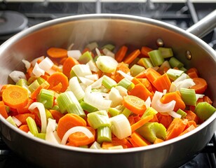 Chopped vegetables in a pan