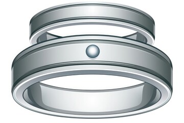 Illustration of two silver wedding rings on white background