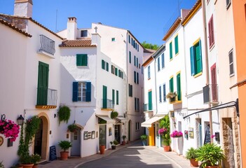 Whitewashed buildings, charming streets, Tossa de Mar, Costa Brava, Spain,  sea,  cityscape
