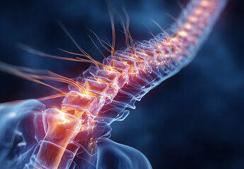 Medically accurate 3D illustration of a painful sciatic nerve cause by injury or irritation