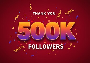 Thank you 500k followers celebration with confetti