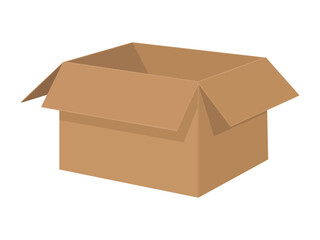 Empty open cardboard box without background