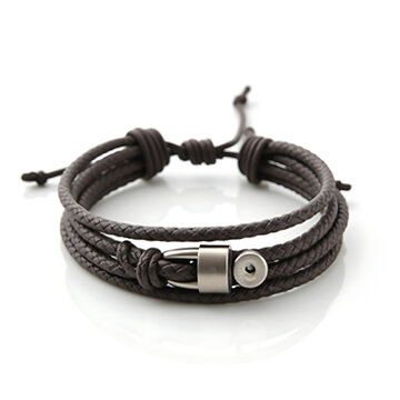 Minimalist leather and cord wrap bracelet with layered strands and clasp  